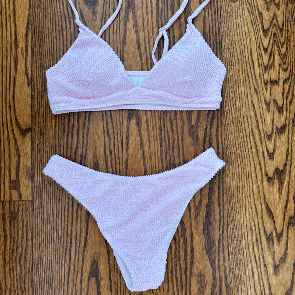 Pink Textured Bikini Set - Picture 2 of 4